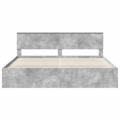 vidaXL Bettrahmen mit Kopfteil Beton 200 x 200 cm Massives Kiefernholz