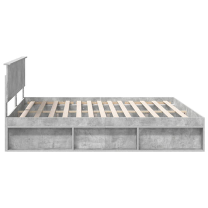 vidaXL Bettrahmen mit Kopfteil Beton 200 x 200 cm Massives Kiefernholz