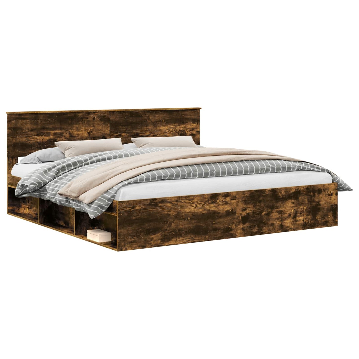 Bettrahmen Geräucherte Eiche 200 x 200 cm Massives Kiefernholz