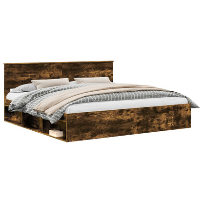 Bettrahmen Geräucherte Eiche 200 x 200 cm Massives Kiefernholz