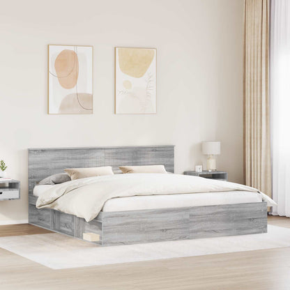 vidaXL Cadre de lit Gris Sonoma 200 x 200 cm Pin massif