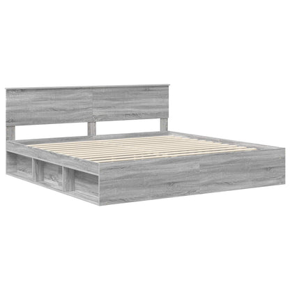 vidaXL Cadre de lit Gris Sonoma 200 x 200 cm Pin massif