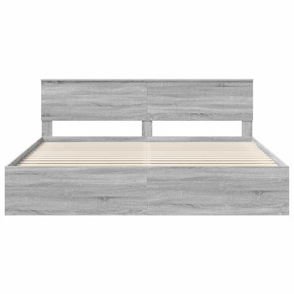 vidaXL Cadre de lit Gris Sonoma 200 x 200 cm Pin massif