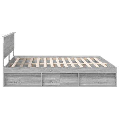 vidaXL Cadre de lit Gris Sonoma 200 x 200 cm Pin massif