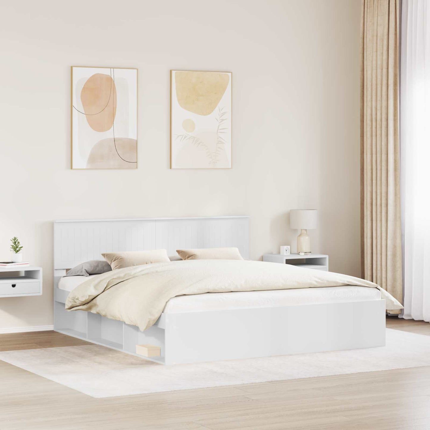 vidaXL Bettrahmen mit Kopfteil Weiß 180 x 200 cm Massives Kiefernholz