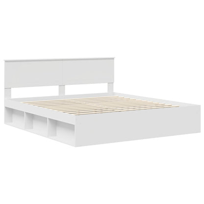 vidaXL Bettrahmen mit Kopfteil Weiß 180 x 200 cm Massives Kiefernholz