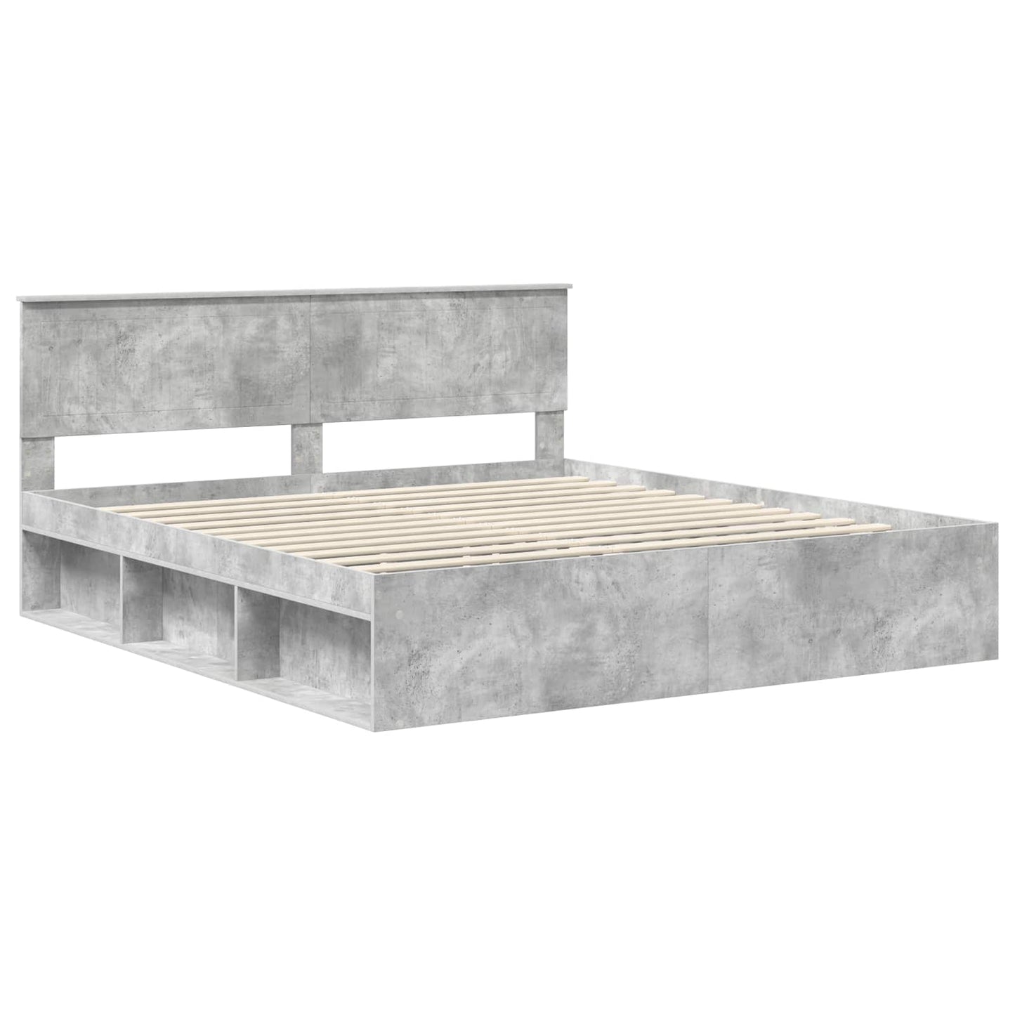 vidaXL Cadre de lit avec tête de lit en béton 180 x 200 cm Bois de pin massif