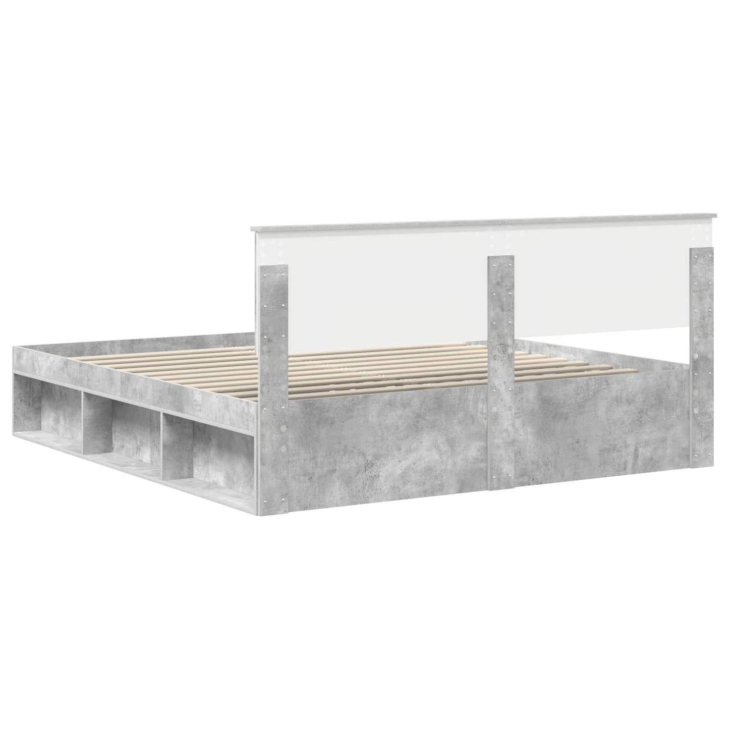 vidaXL Cadre de lit avec tête de lit en béton 180 x 200 cm Bois de pin massif