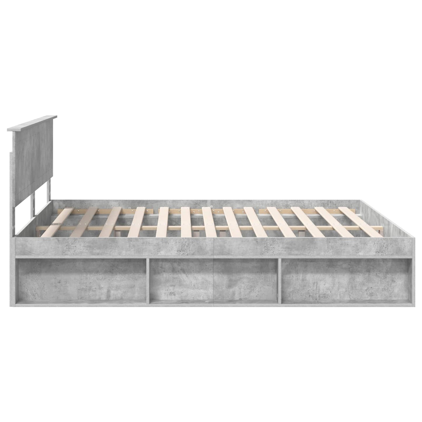 vidaXL Cadre de lit avec tête de lit en béton 180 x 200 cm Bois de pin massif