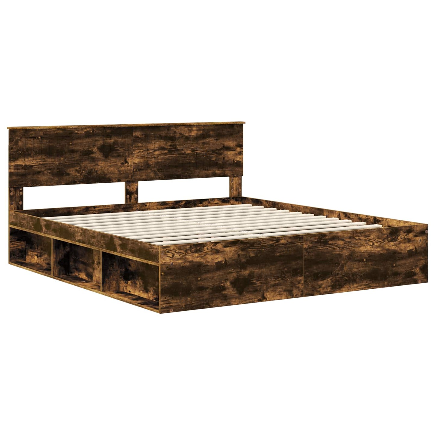 vidaXL Cadre de lit Chêne fumé 180 x 200 cm Bois de pin massif