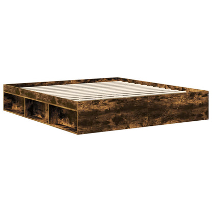 vidaXL Cadre de lit Chêne fumé 180 x 200 cm Bois de pin massif