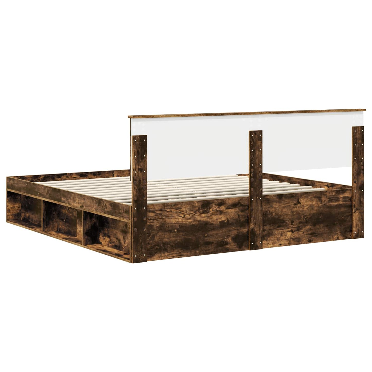 vidaXL Cadre de lit Chêne fumé 180 x 200 cm Bois de pin massif