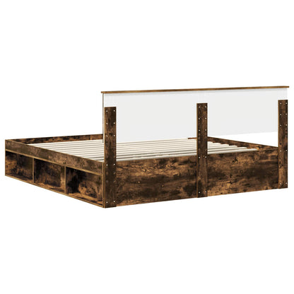 vidaXL Cadre de lit Chêne fumé 180 x 200 cm Bois de pin massif