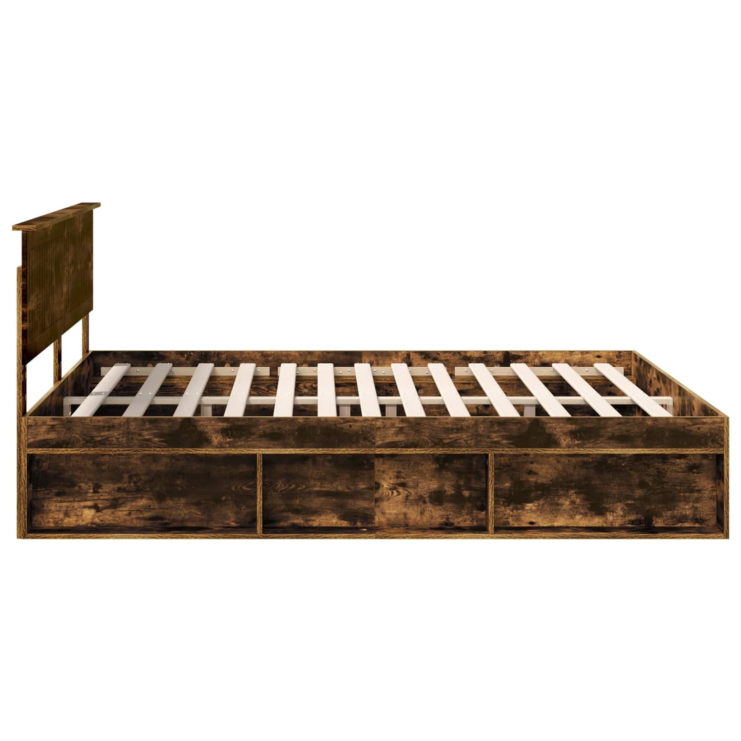 vidaXL Cadre de lit Chêne fumé 180 x 200 cm Bois de pin massif
