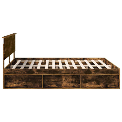 vidaXL Cadre de lit Chêne fumé 180 x 200 cm Bois de pin massif