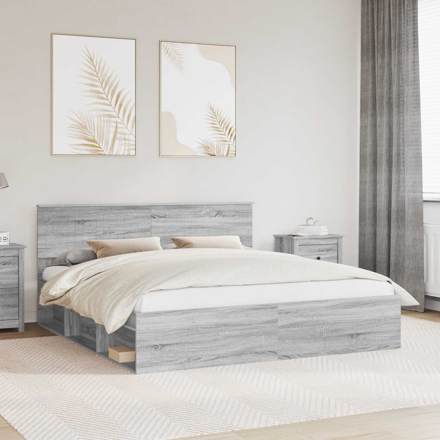 vidaXL Cadre de lit Sonoma Gris 180 x 200 cm Bois de pin massif