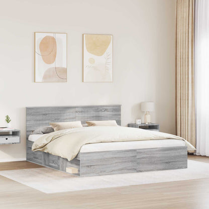 vidaXL Cadre de lit Sonoma Gris 180 x 200 cm Bois de pin massif