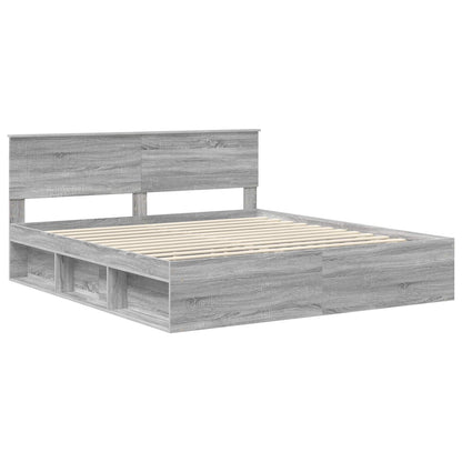 vidaXL Cadre de lit Sonoma Gris 180 x 200 cm Bois de pin massif