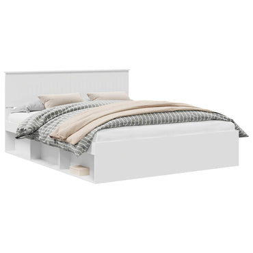 vidaXL Cadre de lit avec tête de lit Blanc 160 x 200 cm Bois de pin massif