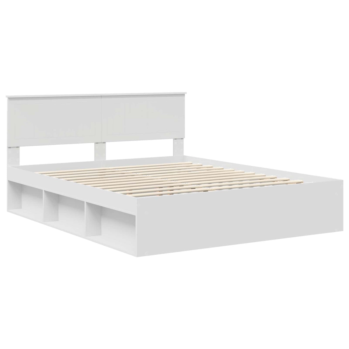 vidaXL Cadre de lit avec tête de lit Blanc 160 x 200 cm Bois de pin massif
