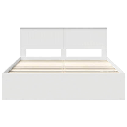vidaXL Cadre de lit avec tête de lit Blanc 160 x 200 cm Bois de pin massif