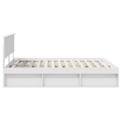 vidaXL Cadre de lit avec tête de lit Blanc 160 x 200 cm Bois de pin massif