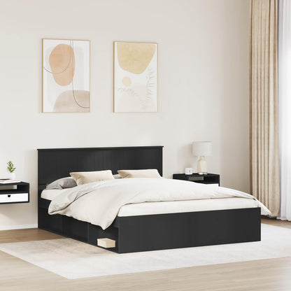 vidaXL Cadre de lit noir 160 x 200 cm en bois de pin massif