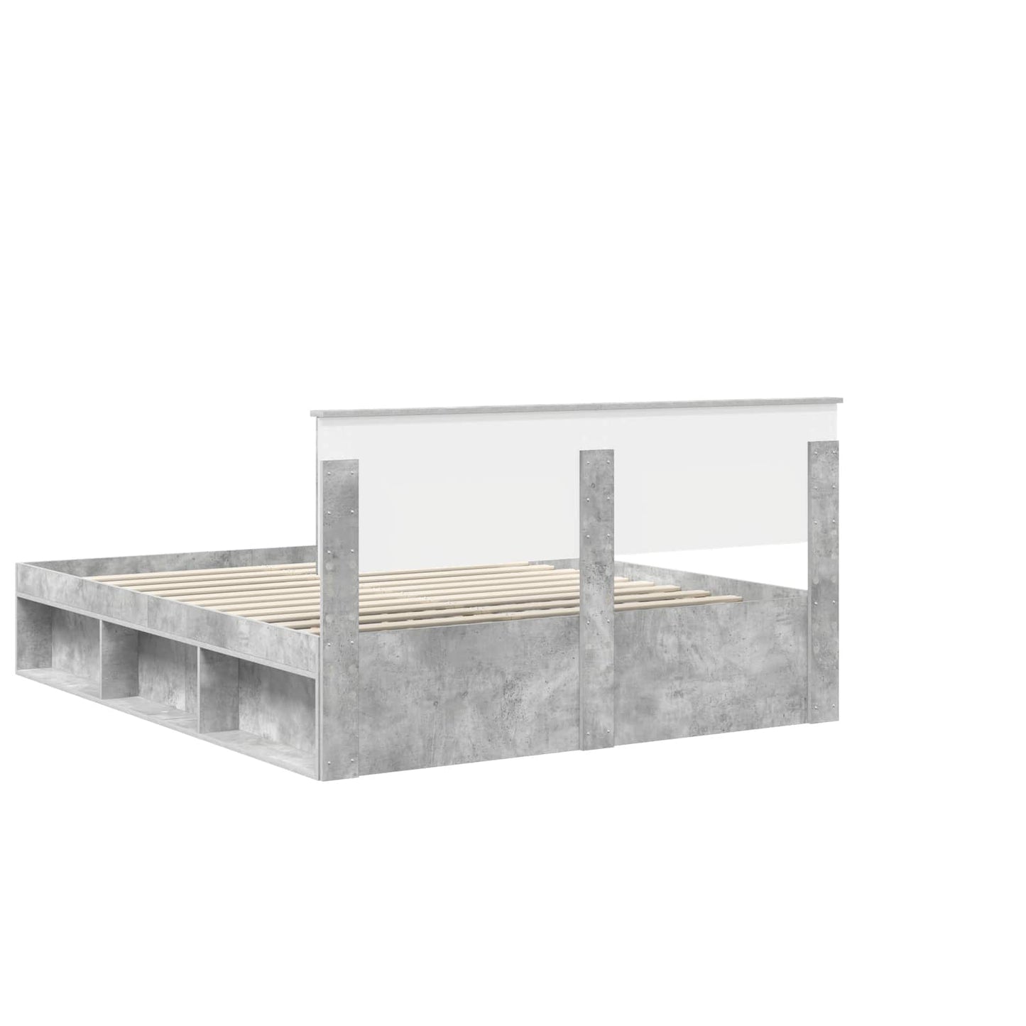 vidaXL Cadre de lit avec tête de lit gris béton 160 x 200 cm Bois de pin massif