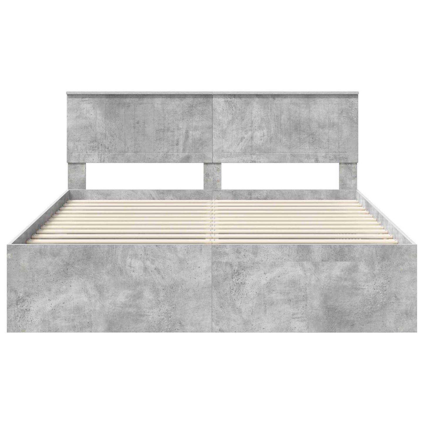 vidaXL Cadre de lit avec tête de lit gris béton 160 x 200 cm Bois de pin massif