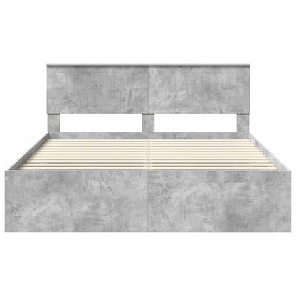 vidaXL Cadre de lit avec tête de lit gris béton 160 x 200 cm Bois de pin massif