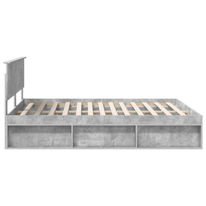 vidaXL Cadre de lit avec tête de lit gris béton 160 x 200 cm Bois de pin massif