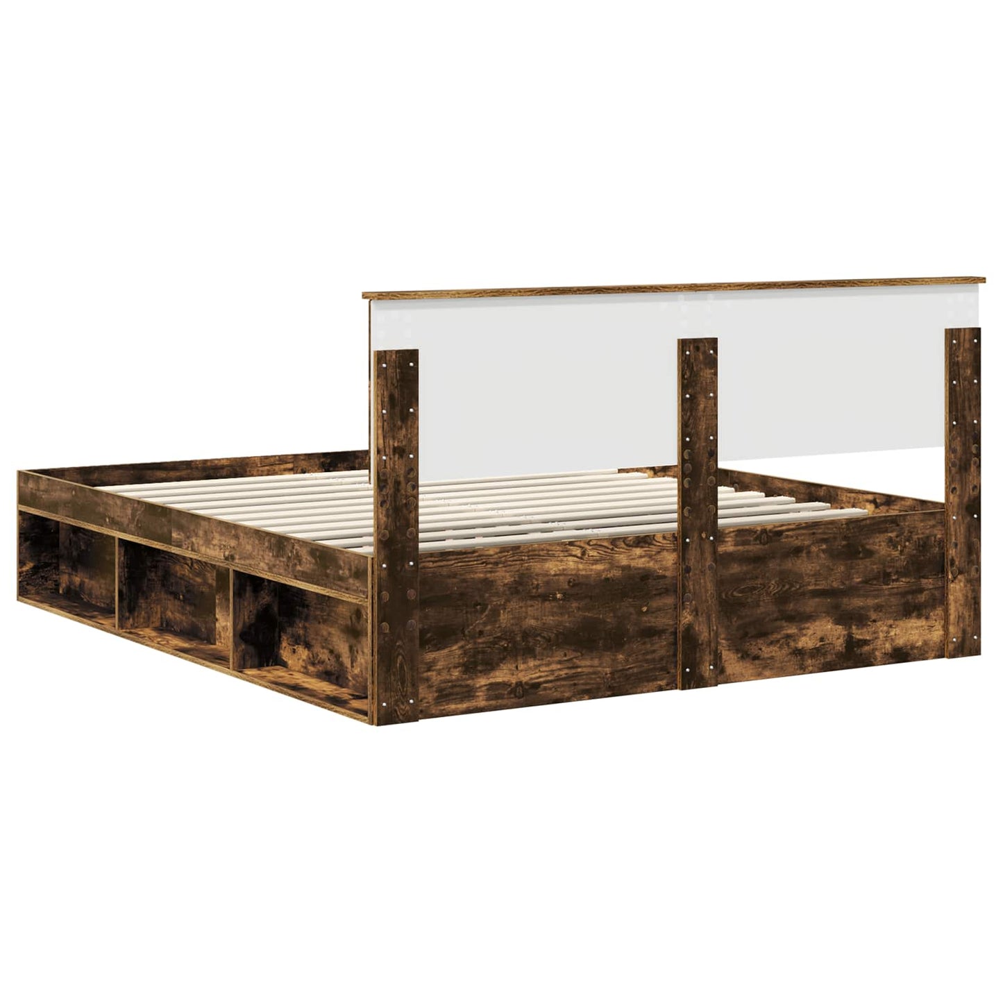 vidaXL Cadre de lit Chêne fumé 160 x 200 cm Bois de pin massif