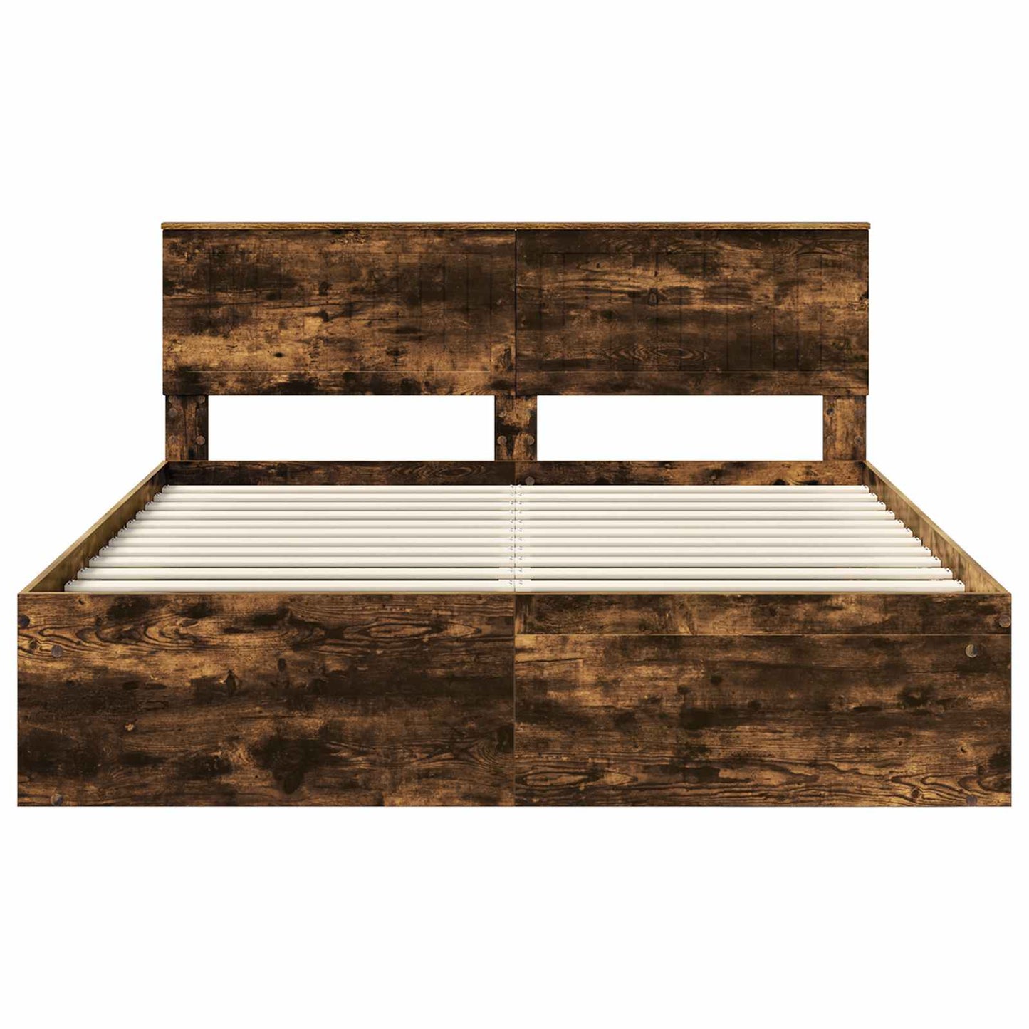 vidaXL Cadre de lit Chêne fumé 160 x 200 cm Bois de pin massif