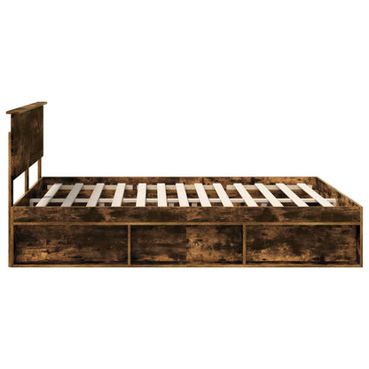 vidaXL Cadre de lit Chêne fumé 160 x 200 cm Bois de pin massif