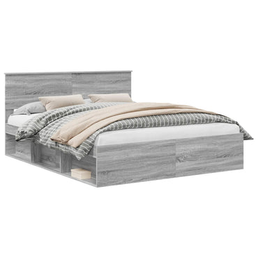 vidaXL Bettrahmen Graues Sonoma 160 x 200 cm Massives Kiefernholz