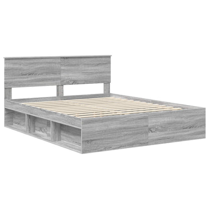 vidaXL Bettrahmen Graues Sonoma 160 x 200 cm Massives Kiefernholz
