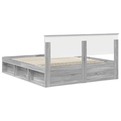 vidaXL Bettrahmen Graues Sonoma 160 x 200 cm Massives Kiefernholz