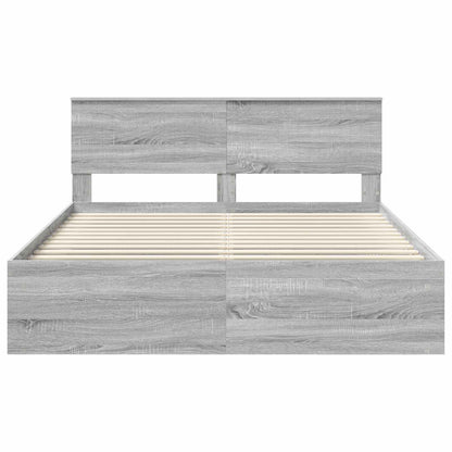 vidaXL Bettrahmen Graues Sonoma 160 x 200 cm Massives Kiefernholz