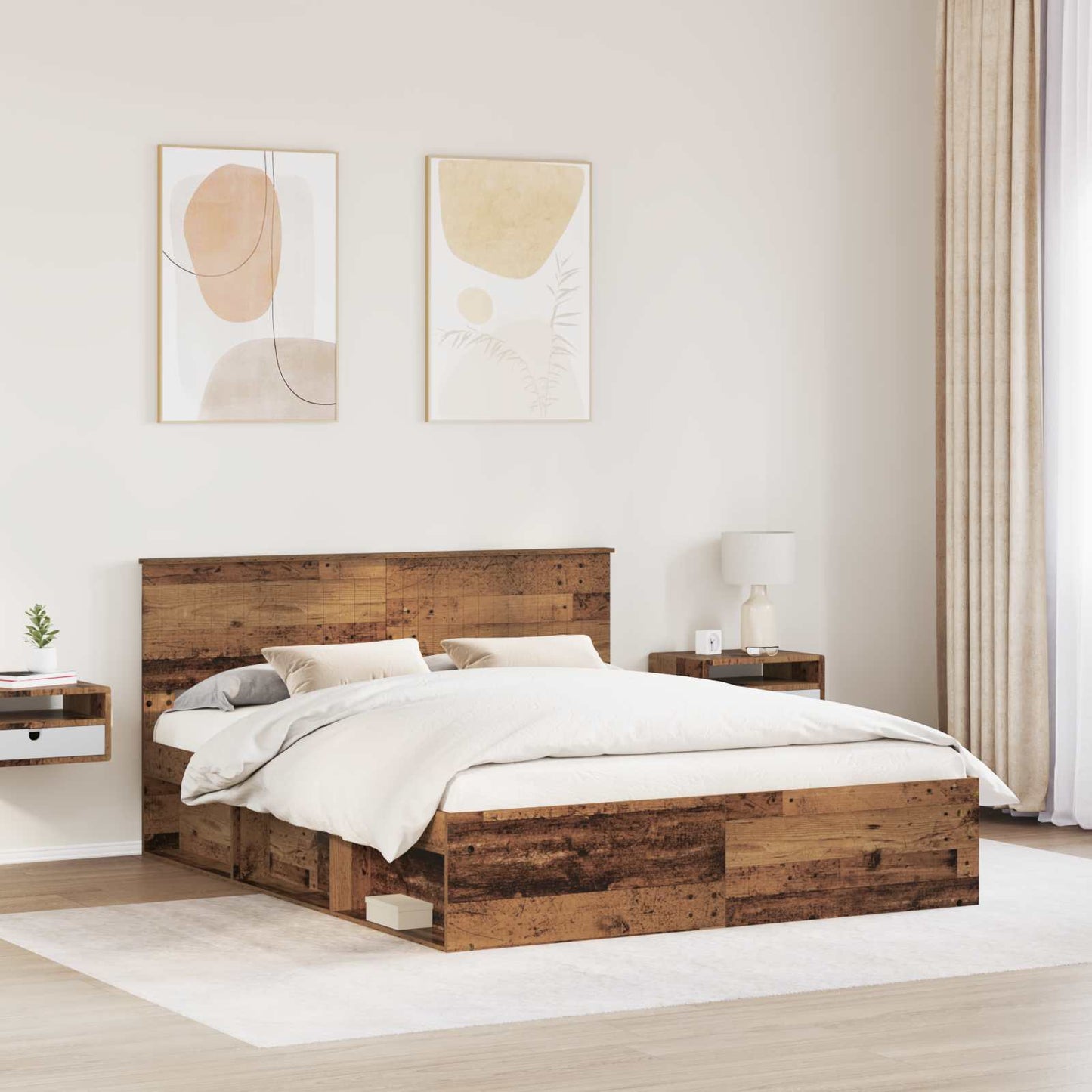 vidaXL Bettrahmen Altholz 160 x 200 cm Massives Kiefernholz