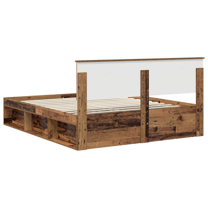 vidaXL Bettrahmen Altholz 160 x 200 cm Massives Kiefernholz
