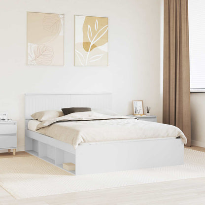 vidaXL Bettrahmen mit Kopfteil Weiß 150 x 200 cm Massives Kiefernholz