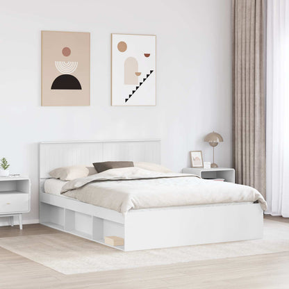 vidaXL Bettrahmen mit Kopfteil Weiß 150 x 200 cm Massives Kiefernholz