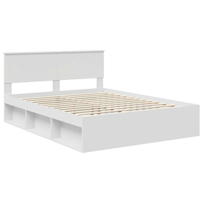 vidaXL Bettrahmen mit Kopfteil Weiß 150 x 200 cm Massives Kiefernholz