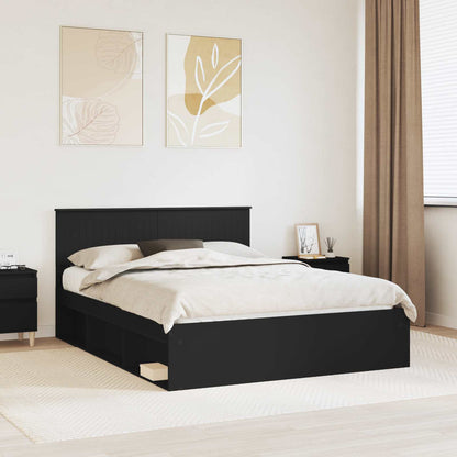 vidaXL Bettrahmen Schwarz 150 x 200 cm Massives Kiefernholz