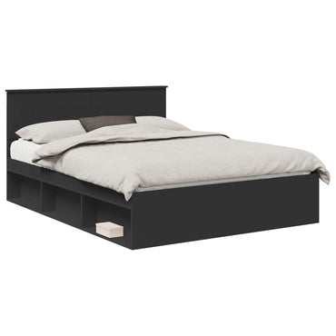 vidaXL Bettrahmen Schwarz 150 x 200 cm Massives Kiefernholz