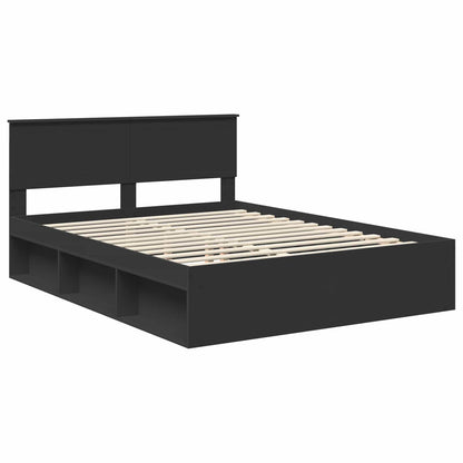 vidaXL Bettrahmen Schwarz 150 x 200 cm Massives Kiefernholz