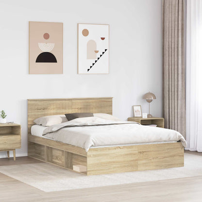vidaXL Bettrahmen Sonoma-Eiche 150 x 200 cm Massives Kiefernholz