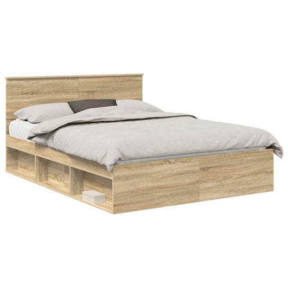 vidaXL Bettrahmen Sonoma-Eiche 150 x 200 cm Massives Kiefernholz