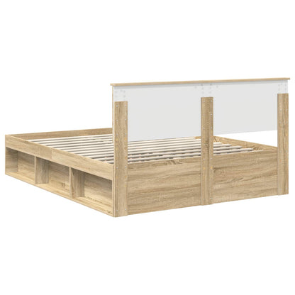 vidaXL Bettrahmen Sonoma-Eiche 150 x 200 cm Massives Kiefernholz
