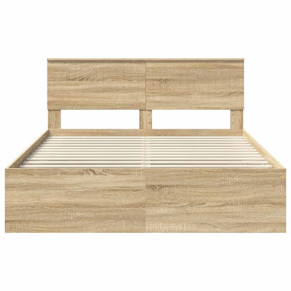vidaXL Bettrahmen Sonoma-Eiche 150 x 200 cm Massives Kiefernholz